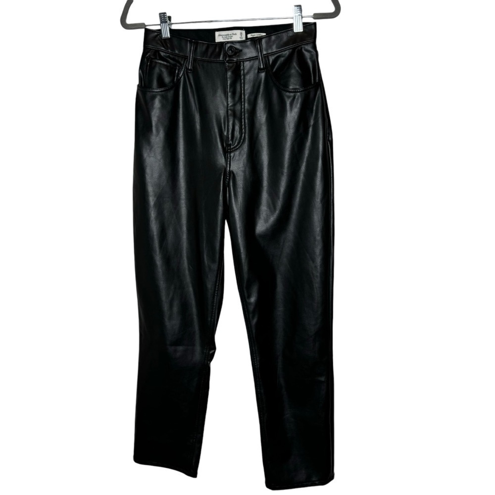 Abercrombie & Fitch Vegan Leather Ankle Straight Pant Ultra High Rise 28 6 Long